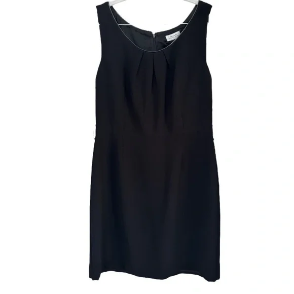 Tahari ASL black pleated front sleeveless dress 12 - Picture 2 of 9